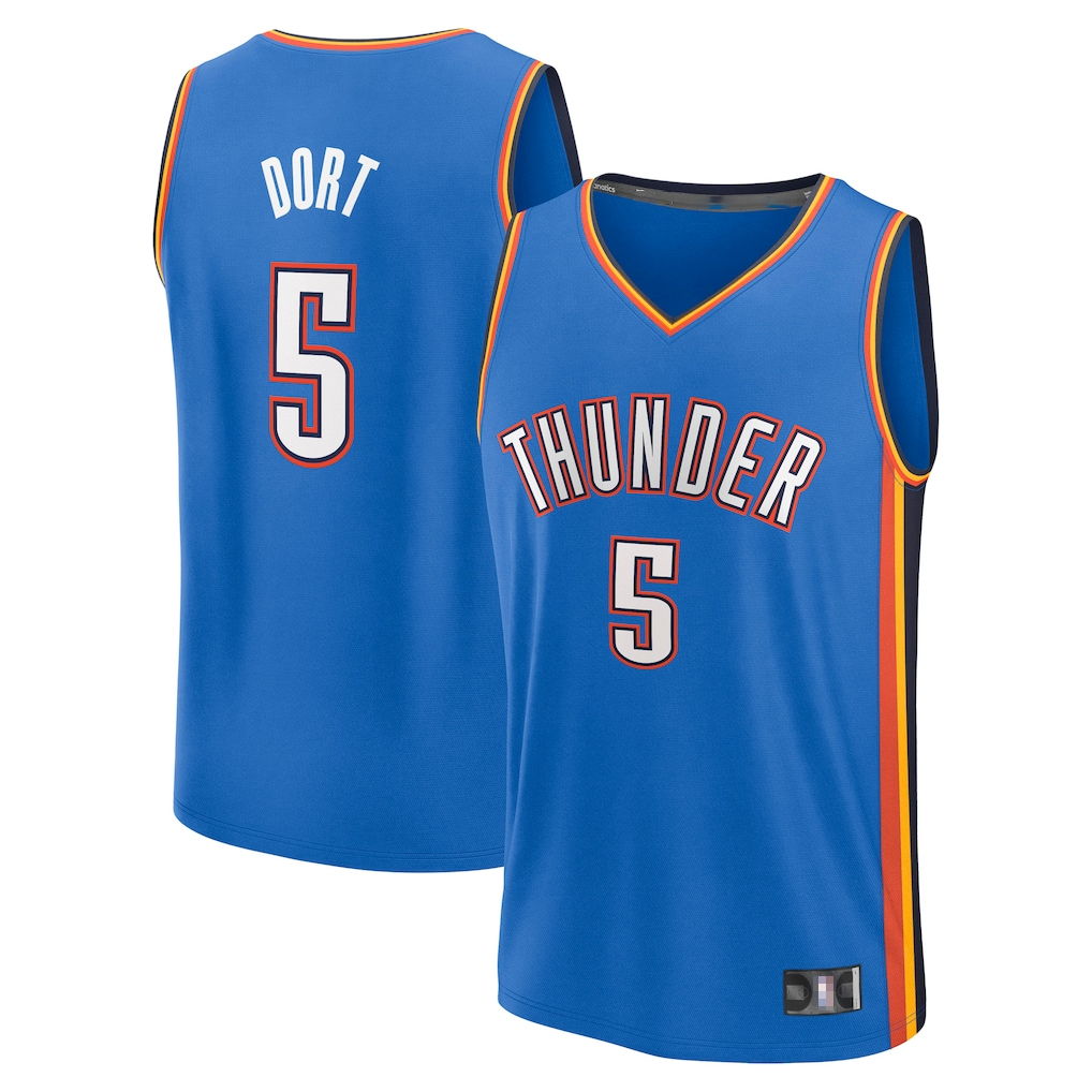 STECN OC.Thunder #5 Luguentz Dort Blue Fast Break Replica Player Stitched Jerseys- Icon Edition