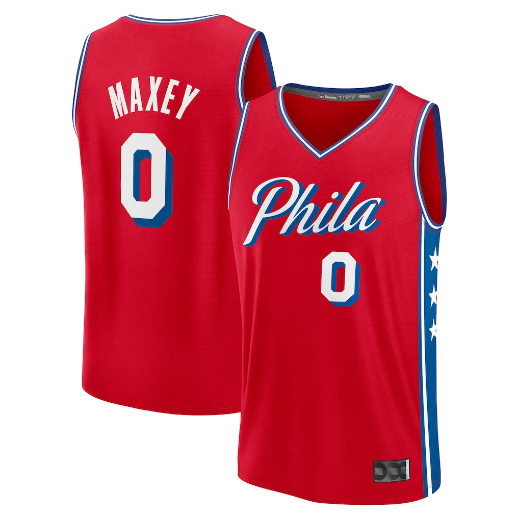 STECN P.76ers #0 Tyrese Maxey Jordan Brand Red Swingman Jerseys - Statement Edition