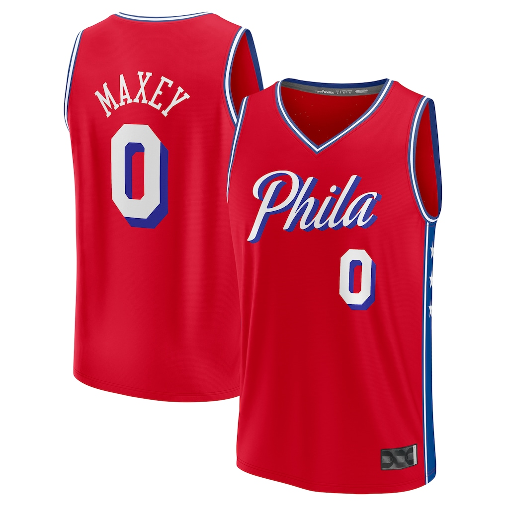 STECN P.76ers #0 Tyrese Maxey Red Fast Break Replica Player Jerseys - Statement Edition