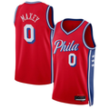 STECN P.76ers #0 Tyrese Maxey  Red Swingman Jerseys - Statement Edition