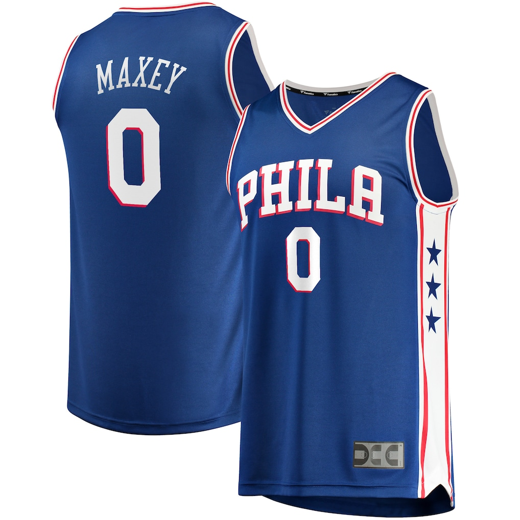 STECN P.76ers #0 Tyrese Maxey  Royal Fast Break Replica Jerseys - Icon Edition
