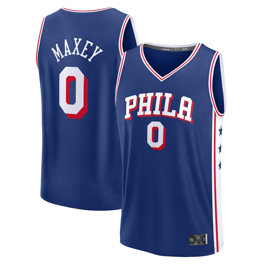 STECN P.76ers #0 Tyrese Maxey  Royal Fast Break Replica Jerseys - Icon Edition