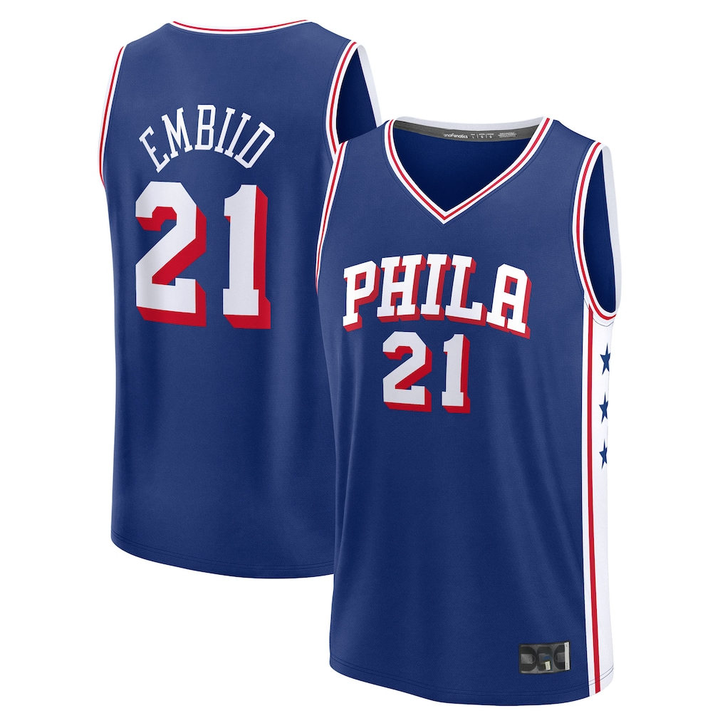 STECN P.76ers #21 Joel Embiid  Royal Fast Break Replica Player Jerseys - Icon Edition