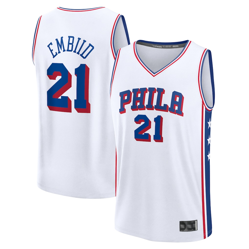 STECN P.76ers #21 Joel Embiid White Fast Break Replica Player Jerseys - Association Edition