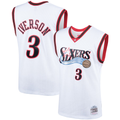 STECN P.76ers #3 Allen Iverson Mitchell & Ness White Hardwood Classics Swingman Jerseys