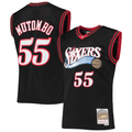 STECN P.76ers #55 Dikembe Mutombo Mitchell & Ness Black Hardwood Classics Swingman Jerseys