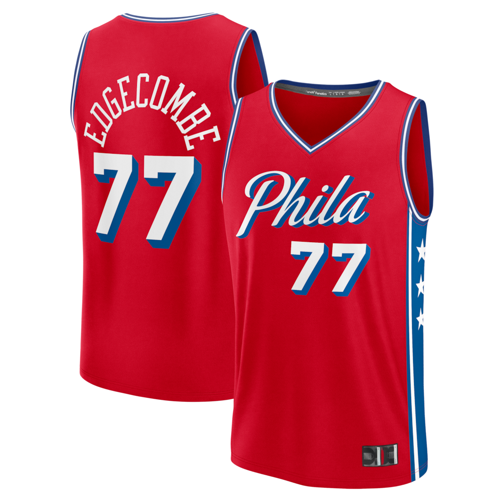 STECN P.76ers #77 VJ Edgecombe Red Fast Break Replica Player Jerseys - Statement Edition