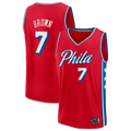 STECN P.76ers #7 Jaylen Brown Red Fast Break Jerseys - Statement Edition