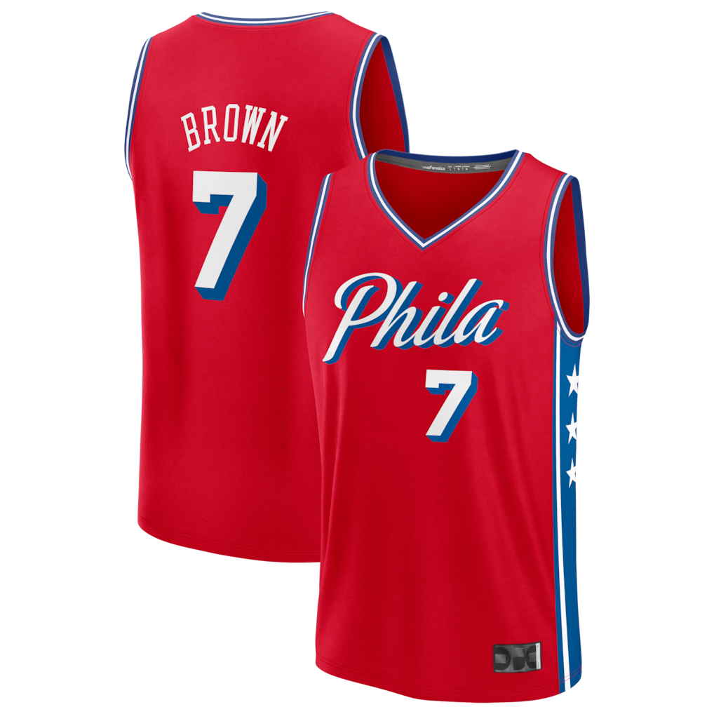 STECN P.76ers #7 Jaylen Brown Red Fast Break Jerseys - Statement Edition