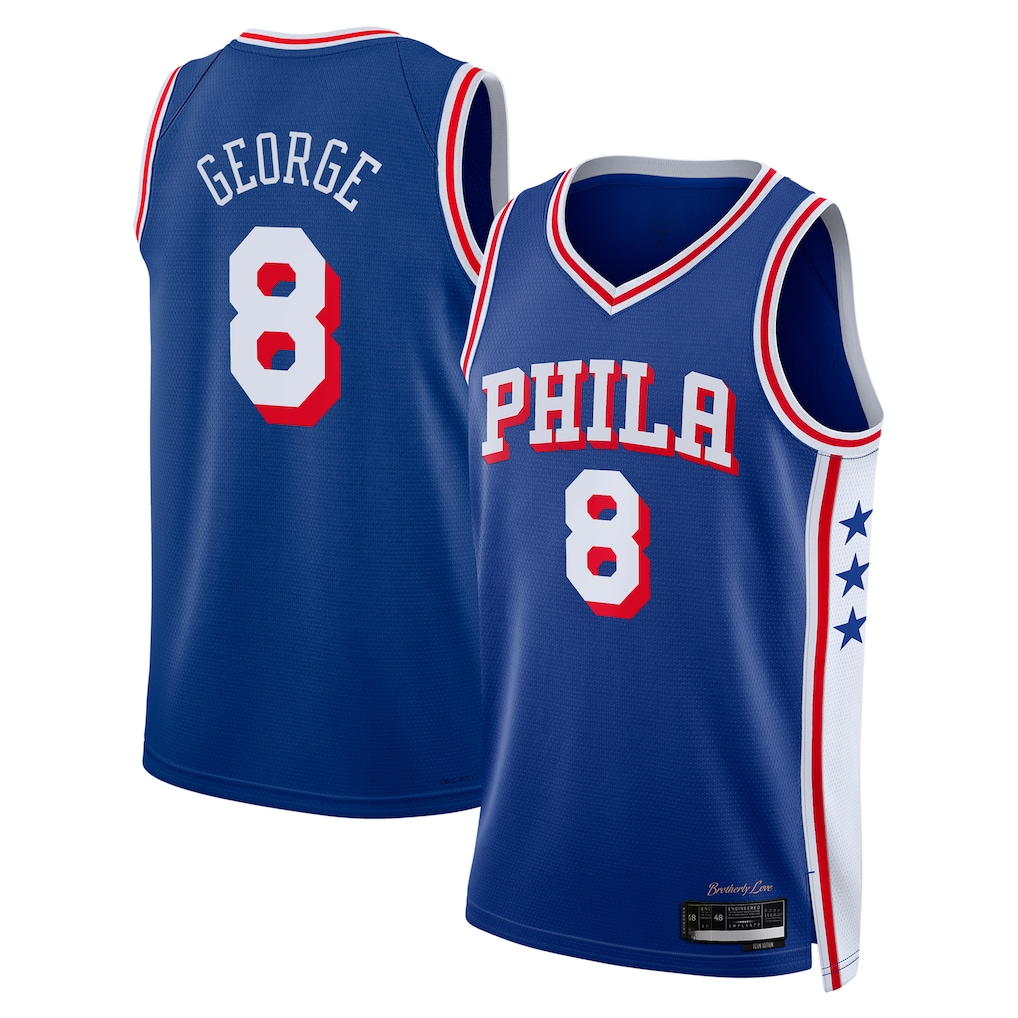 STECN P.76ers #8 Paul George Royal 2024 Offseason Addition Swingman Jerseys