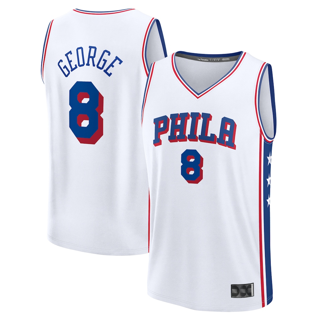 STECN P.76ers #8 Paul George White Fast Break Replica Player Jerseys