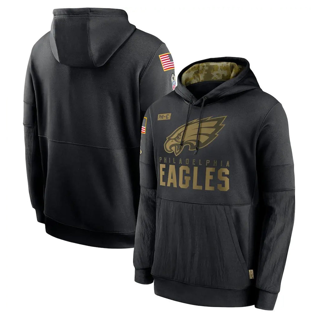 STECN P.Eagles Black Salute to Service Hoodies Limited Game Blank Player Stitched Jerseys
