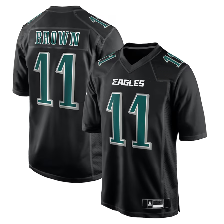 STECN P.Eagles #11 A.J. Brown Player Black Fashion Game Stitched Jerseys