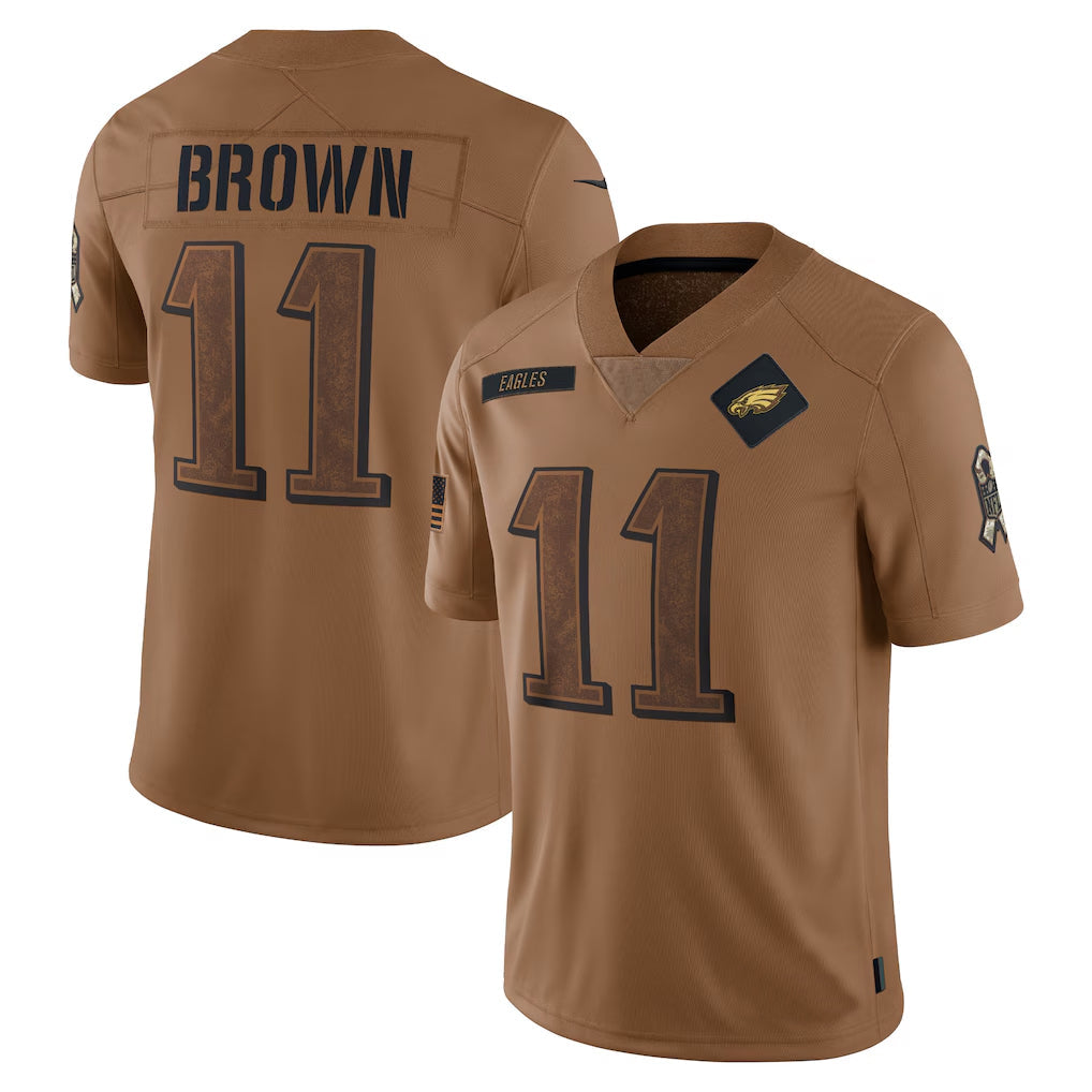 STECN P.Eagles #11 A.J. Brown Player Brown Salute To Service Limited Stitched Jerseys
