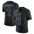 STECN P.Eagles #1 Jalen Hurts Player Black REFLECTIVE Limited Stitched Jerseys