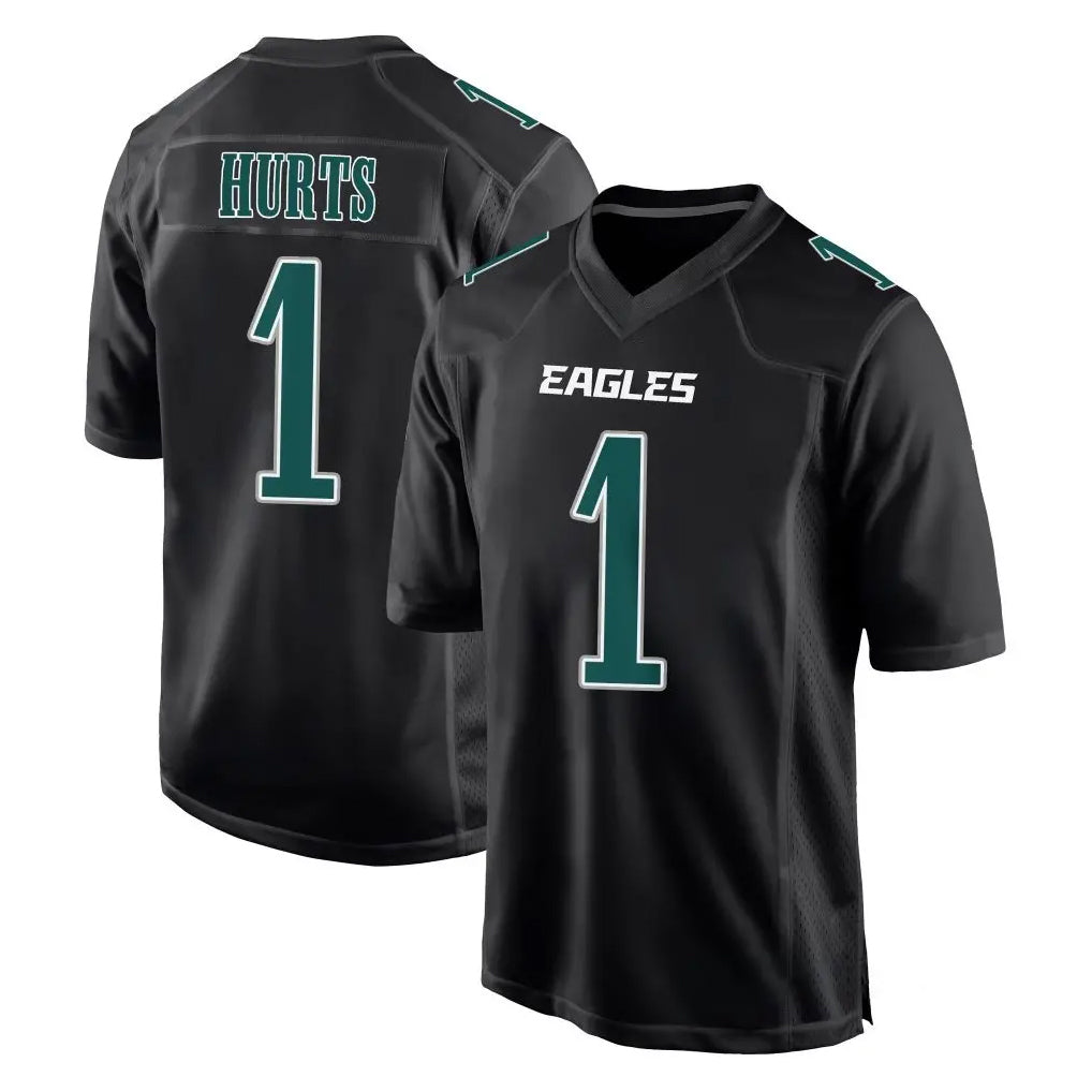 STECN P.Eagles #1 Jalen Hurts Player Carbon Black Fashion Home Game Stitched Jerseys
