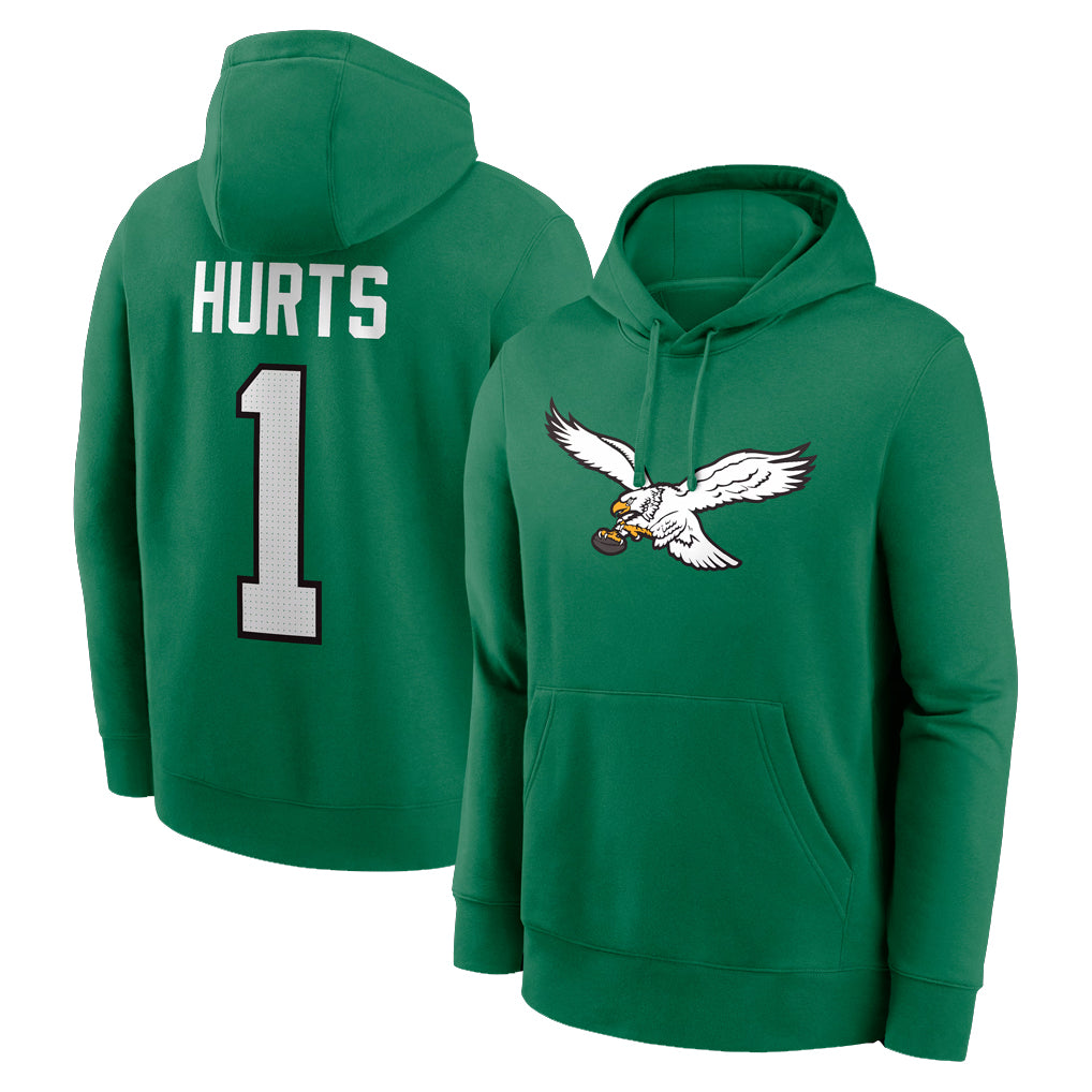 STECN P.Eagles #1 Jalen Hurts Player Green Pullover Hoodies Home Game Stitched Jerseys