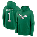 STECN P.Eagles #1 Jalen Hurts Player Green Pullover Hoodies Home Game Stitched Jerseys