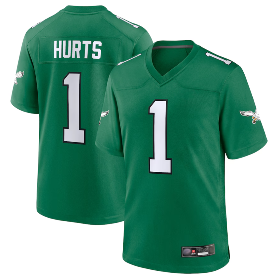 STECN P.Eagles #1 Jalen Hurts Player Kelly Green Game Stitched Jerseys