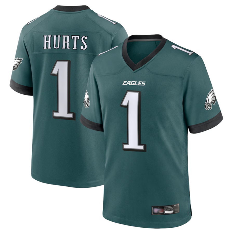 STECN P.Eagles #1 Jalen Hurts Player Midnight Green Game Stitched Jerseys
