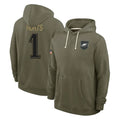 STECN P.Eagles #1 Jalen Hurts Player Olive Salute to Service Pullover Hoodies Limited Stitched Jerseys
