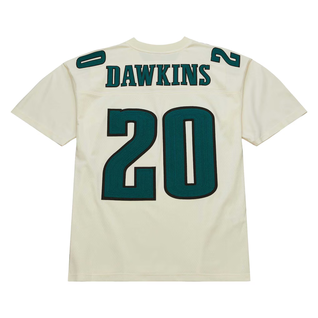 STECN P.Eagles #20 Brian Dawkins Mitchell & Ness Cream Chainstitch Legacy Jersey
