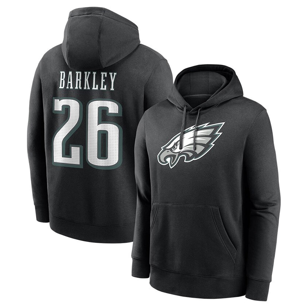 STECN P.Eagles #26 Saquon Barkley Player Black Pullover Hoodies Home Game Stitched Jerseys