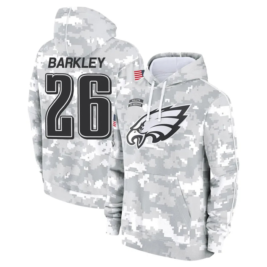 STECN P.Eagles #26 Saquon Barkley Player Military Hoodie Arctic Camo Salute To Service Stitched Jerseys