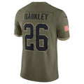 STECN P.Eagles #26 Saquon Barkley Player Salute To Service Olive Stitched Jerseys