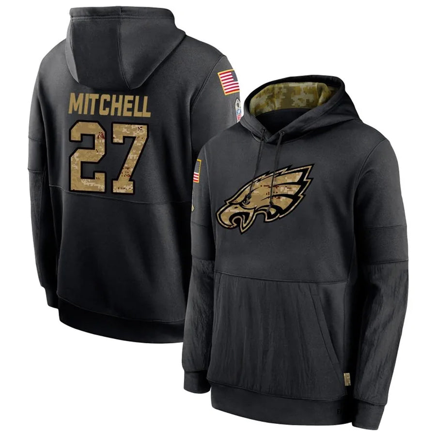 STECN P.Eagles #27 Quinyon Mitchell Player Black Military Hoodie Game Stitched Jerseys