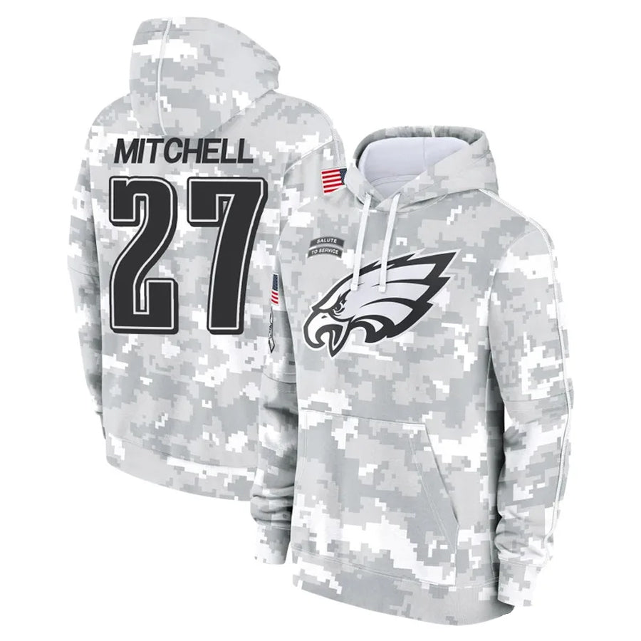 STECN P.Eagles #27 Quinyon Mitchell Player Military Hoodie Arctic Camo Salute To Service Stitched Jerseys