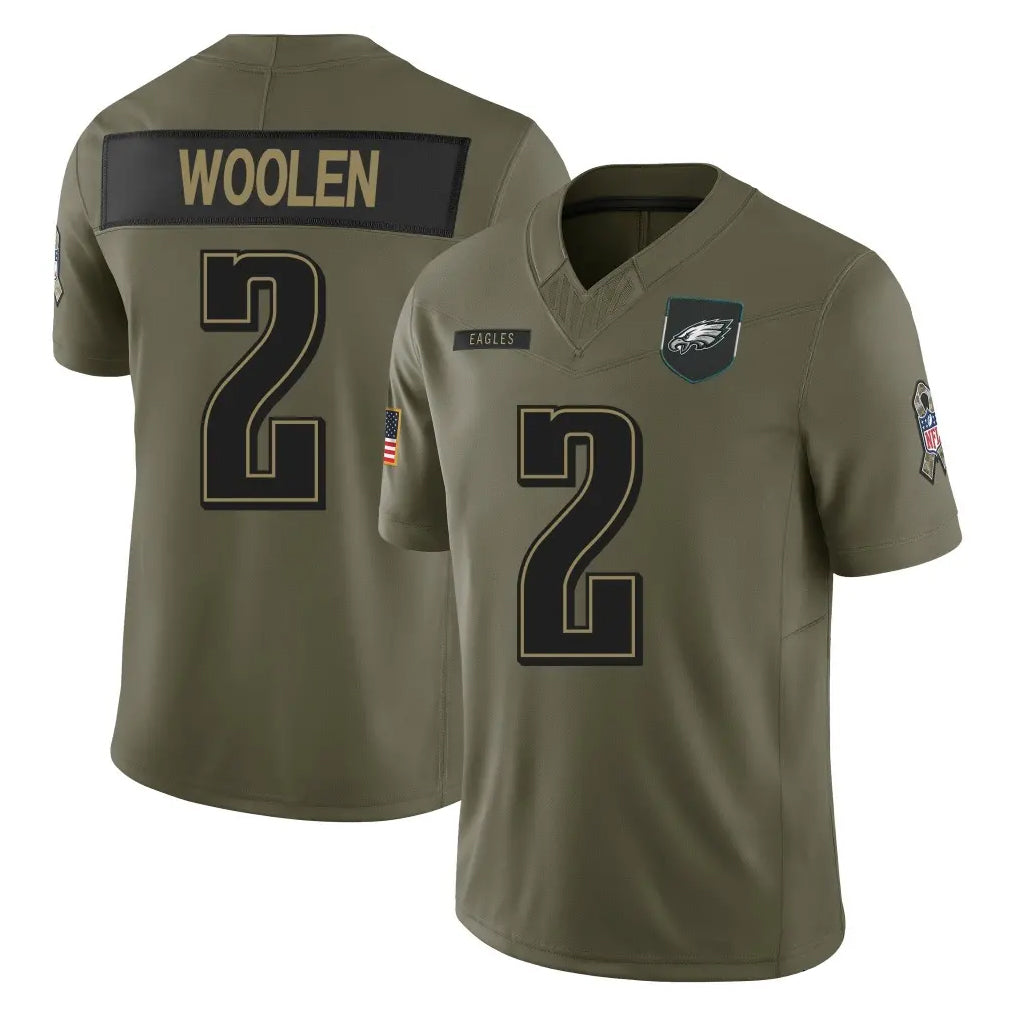 STECN P.Eagles #2 Riq Woolen Player Olive 2025 Salute To Service Limited Stitched Jerseys