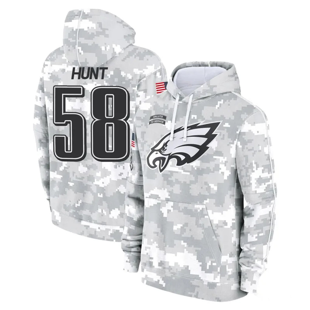 STECN P.Eagles #58 Jalyx Hunt Player Arctic Camo Salute to Service Pullover Hoodies Limited Game Stitched Jerseys