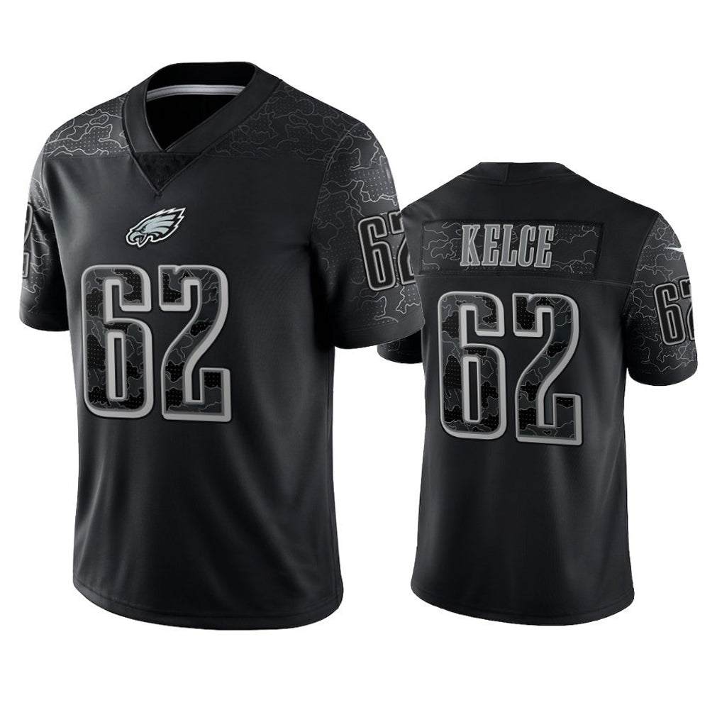 STECN P.Eagles #62 Jason Kelce Player Black REFLECTIVE Limited Stitched Jerseys
