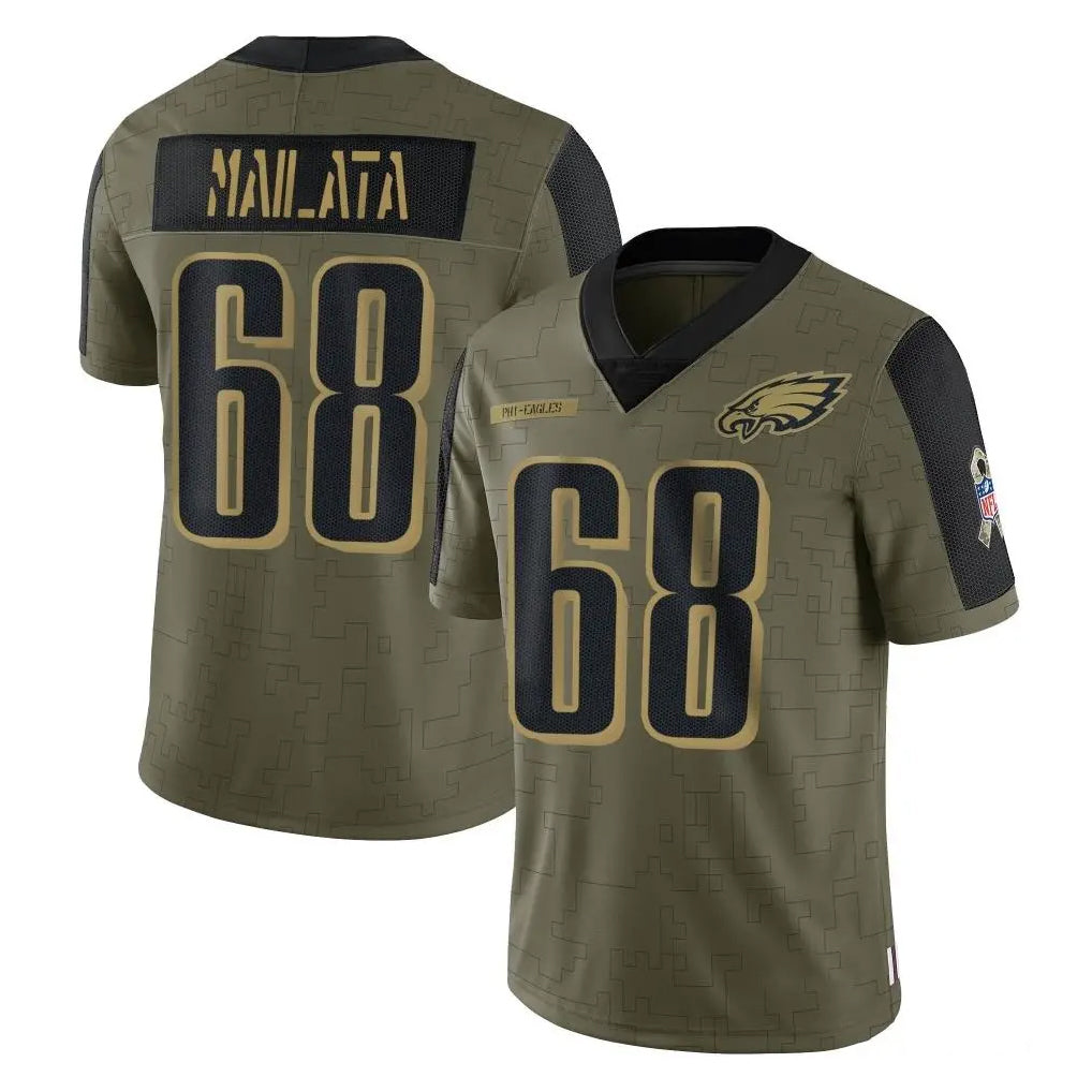 STECN P.Eagles #68 Jordan Mailata Player Olive Salute To Service Limited Game Stitched Jerseys