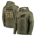 STECN P.Eagles #68 Jordan Mailata Player Olive Salute to Service Pullover Hoodies Home Game Stitched Jerseys