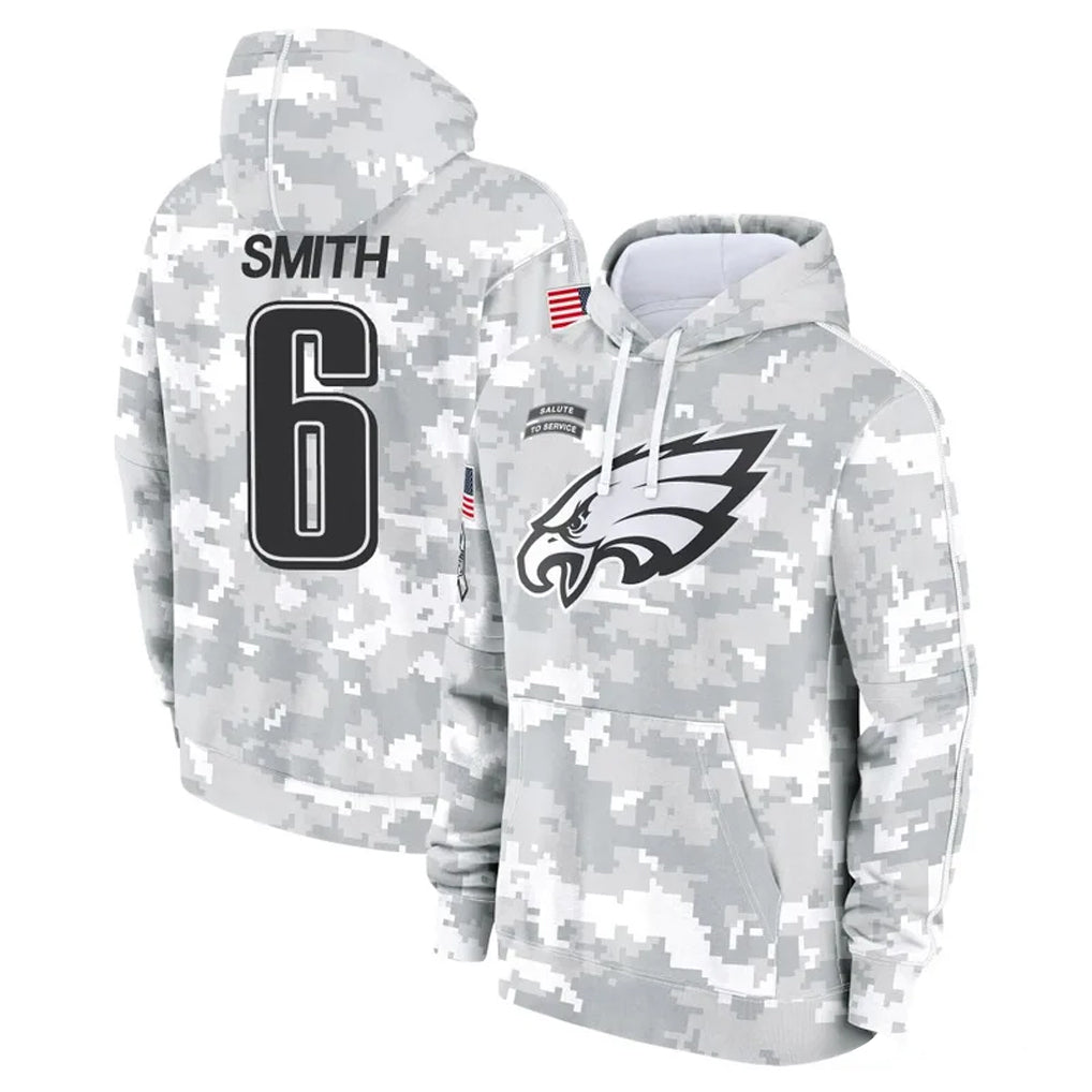 STECN P.Eagles #6 DeVonta Smith Player Arctic Camo Salute to Service Pullover Hoodies Limited Game Stitched Jerseys