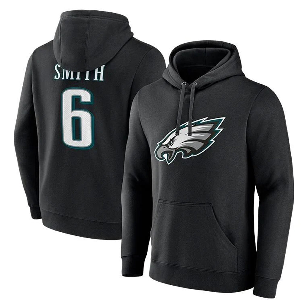 STECN P.Eagles #6 DeVonta Smith Player Black Pullover Hoodies Home Game Stitched Jerseys