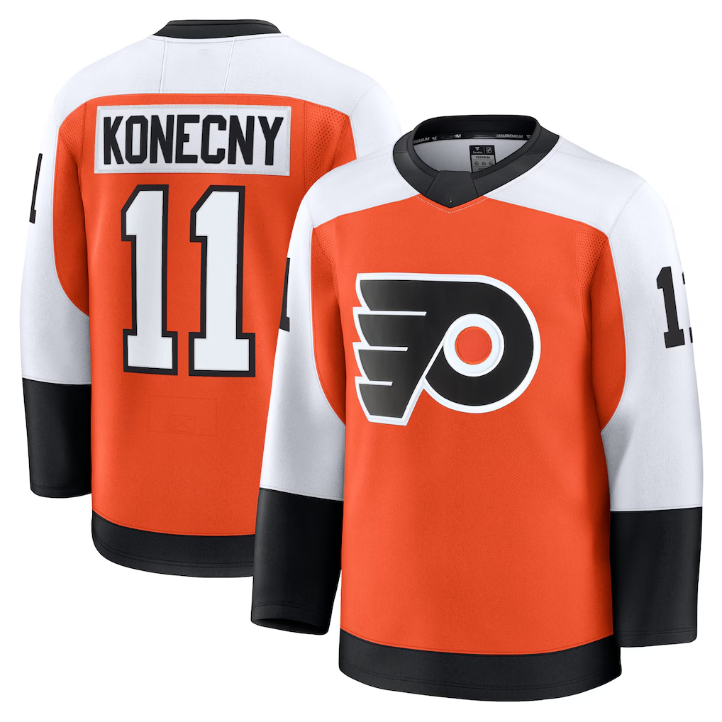 STECN P.Flyers #11 Travis Konecny Burnt Orange Home Premium Jerseys