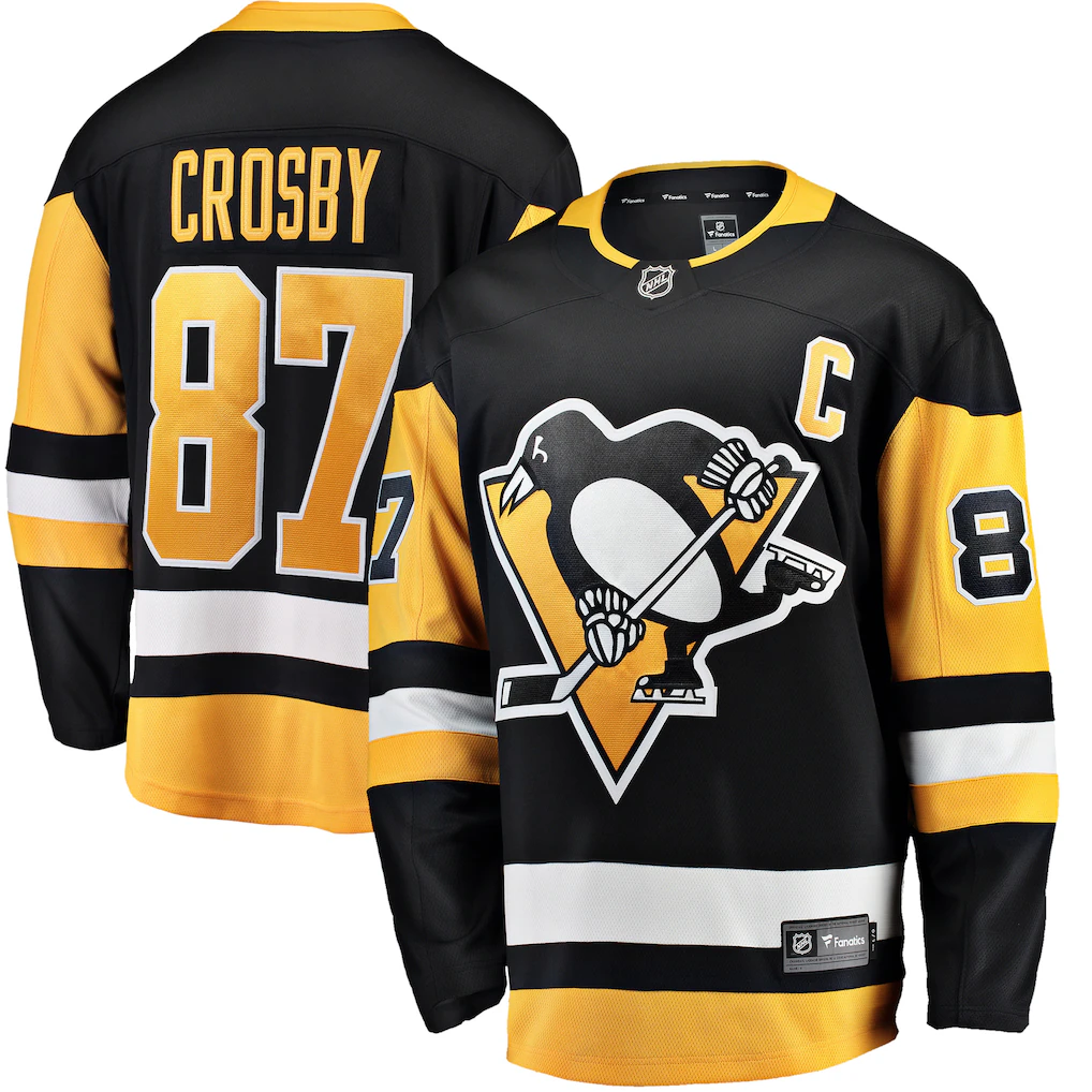 STECN P.Penguins #87 Sidney Crosby Black Captain Patch Home Breakaway Jerseys