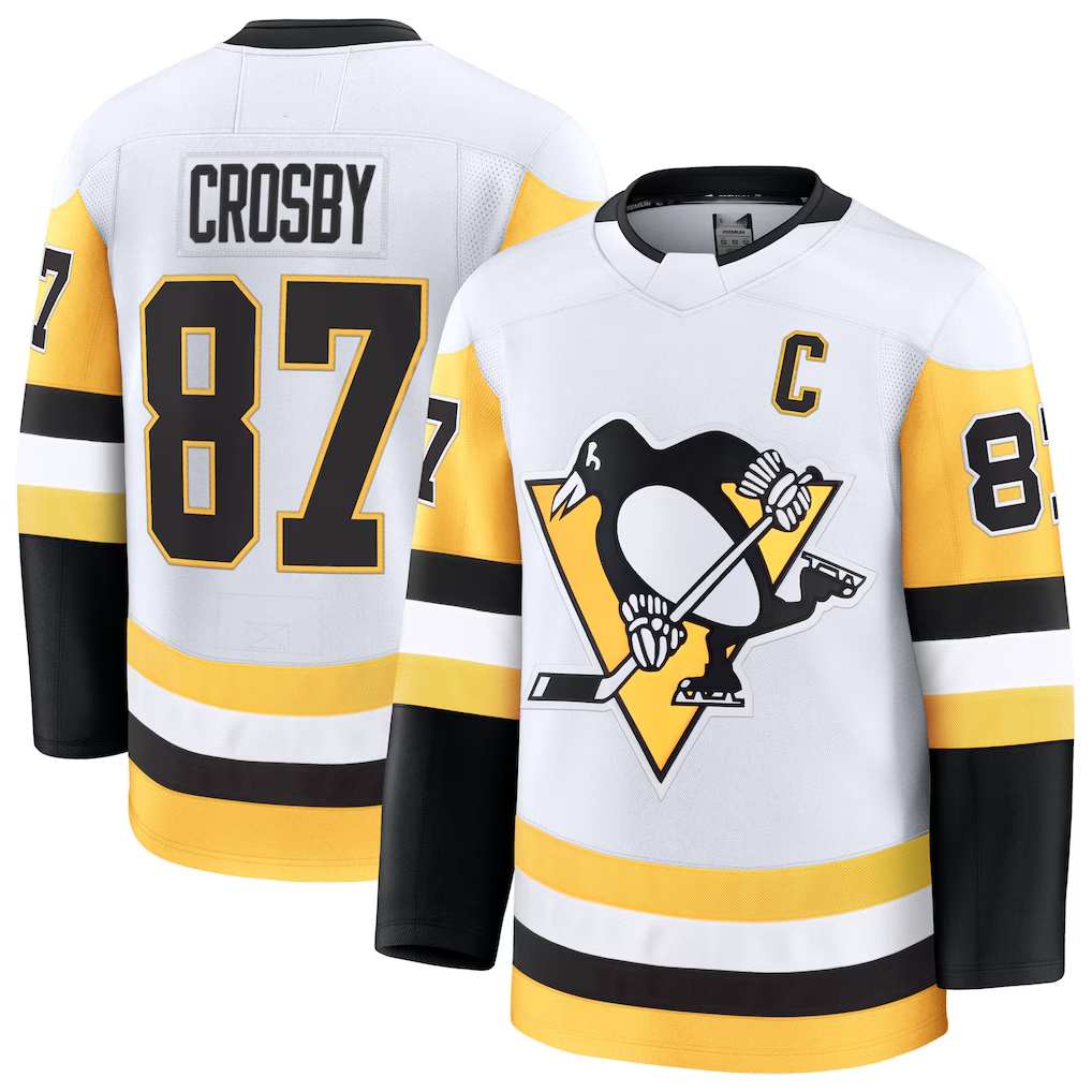 STECN P.Penguins #87 Sidney Crosby White Away Premium Jerseys