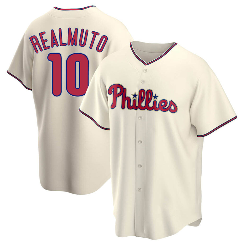 STECN P.Phillies #10 J.T. Realmuto Player Cream Home Game Stitched Jerseys