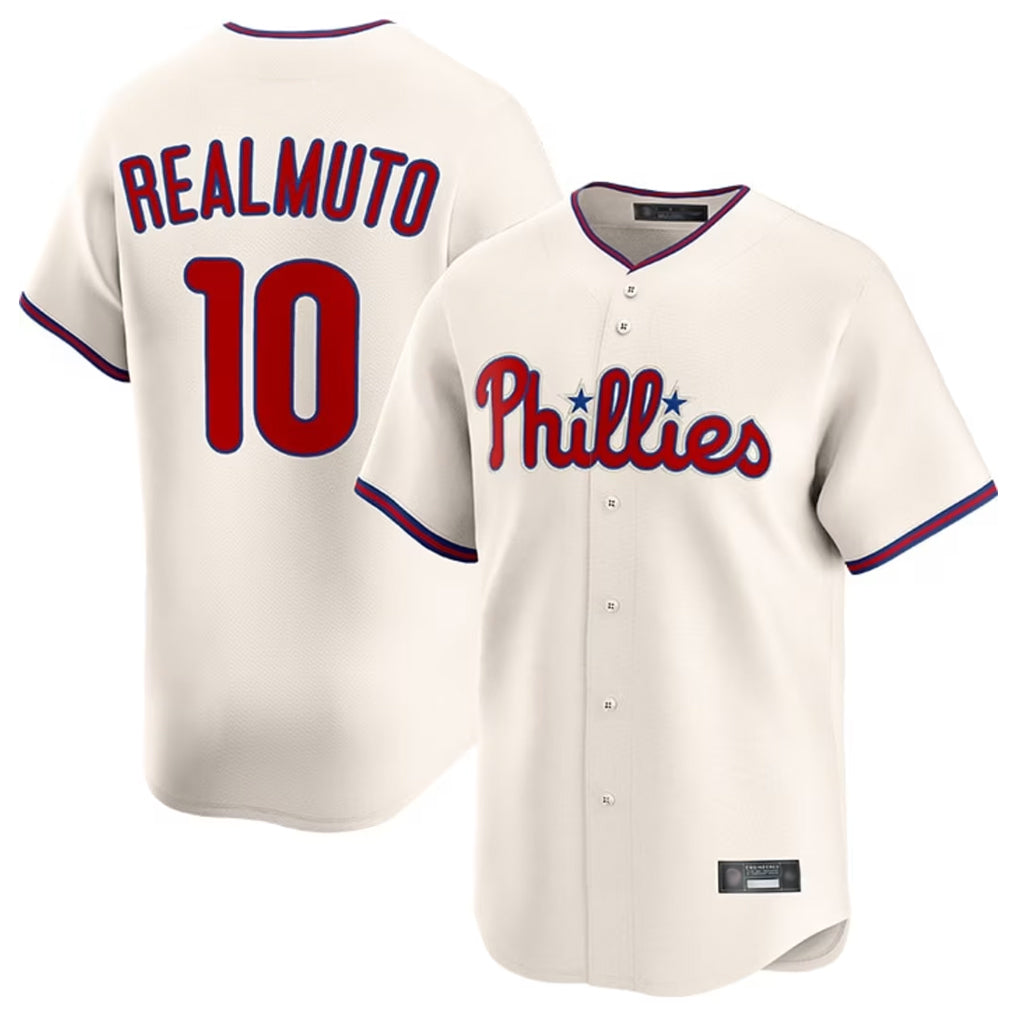 STECN P.Phillies #10 J.T. Realmuto Player Cream Home Limited Stitched Jerseys