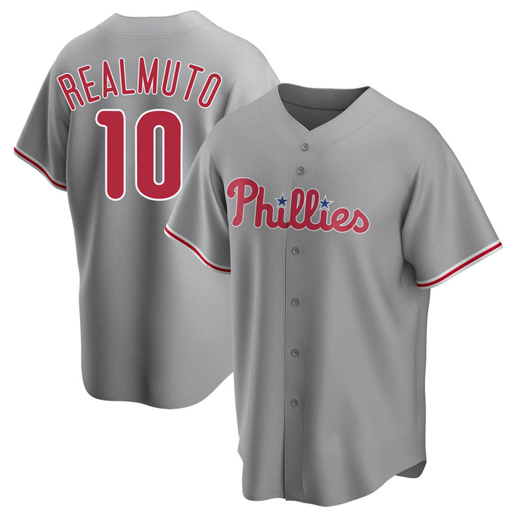 STECN P.Phillies #10 J.T. Realmuto Player Gray Game Stitched Jerseys