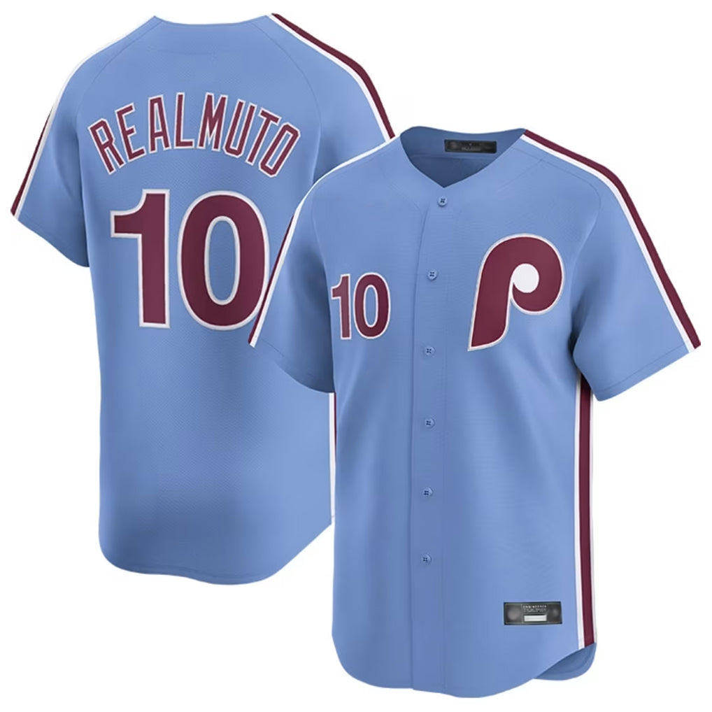 STECN P.Phillies #10 J.T. Realmuto Player Light Blue Home Limited Stitched Jerseys