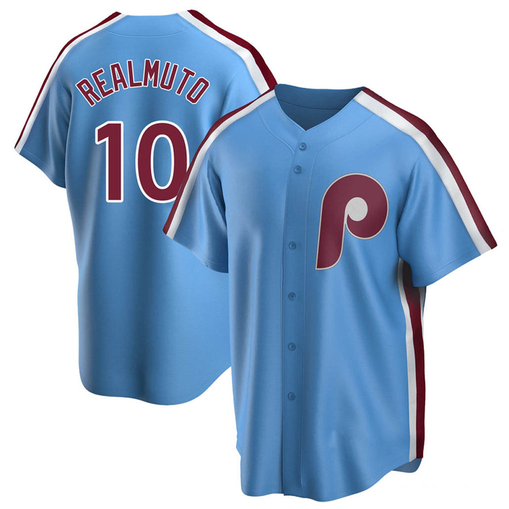 STECN P.Phillies #10 J.T. Realmuto Player Light Blue Replica Game Stitched Jerseys