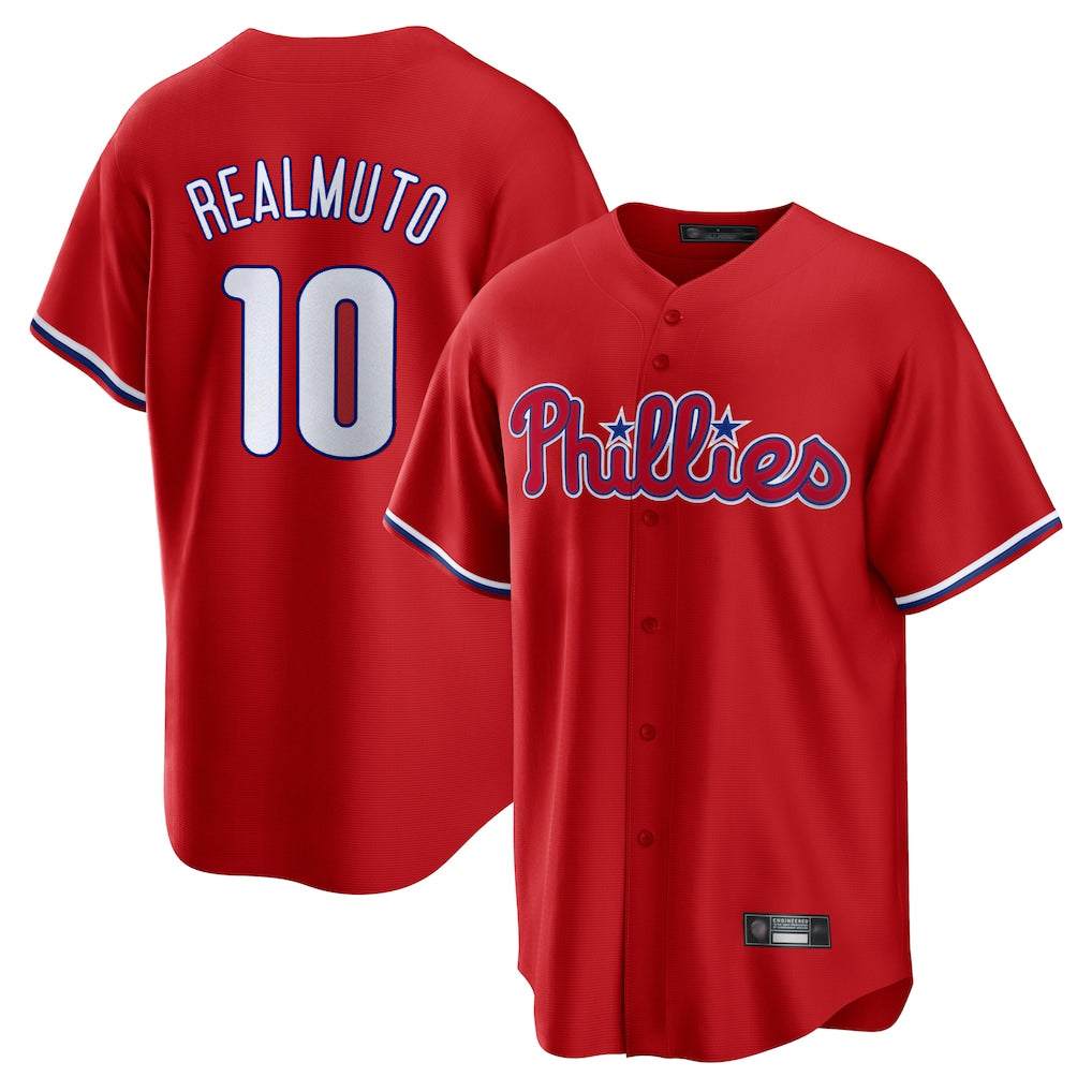 STECN P.Phillies #10 J.T. Realmuto Player Red Home Game Stitched Jerseys
