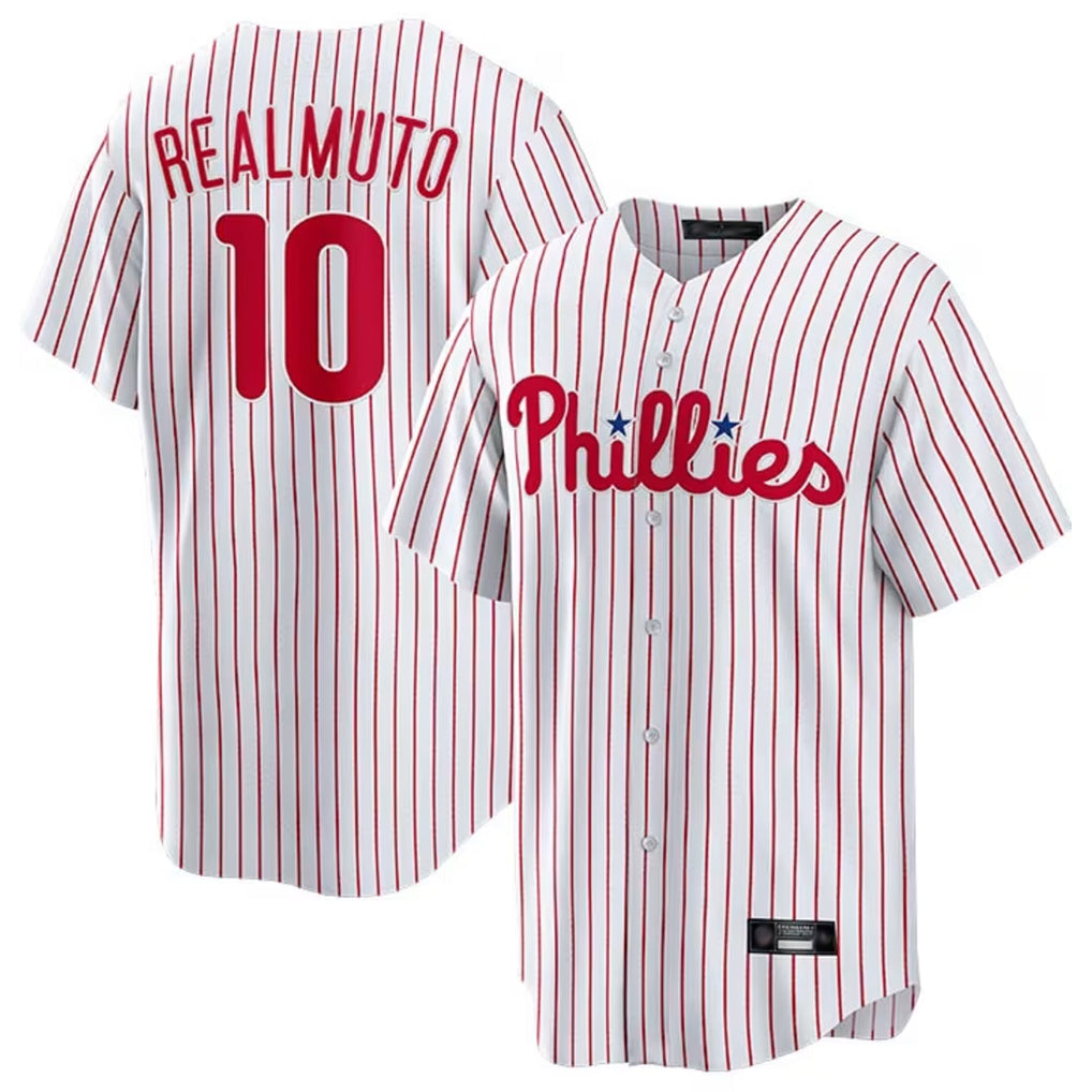 STECN P.Phillies #10 J.T. Realmuto Player White Home Game Stitched Jerseys