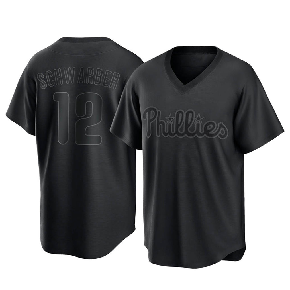 STECN P.Phillies #12 Kyle Schwarber Player Black Pitch Fashion Limited T-shirt Stitched Jerseys
