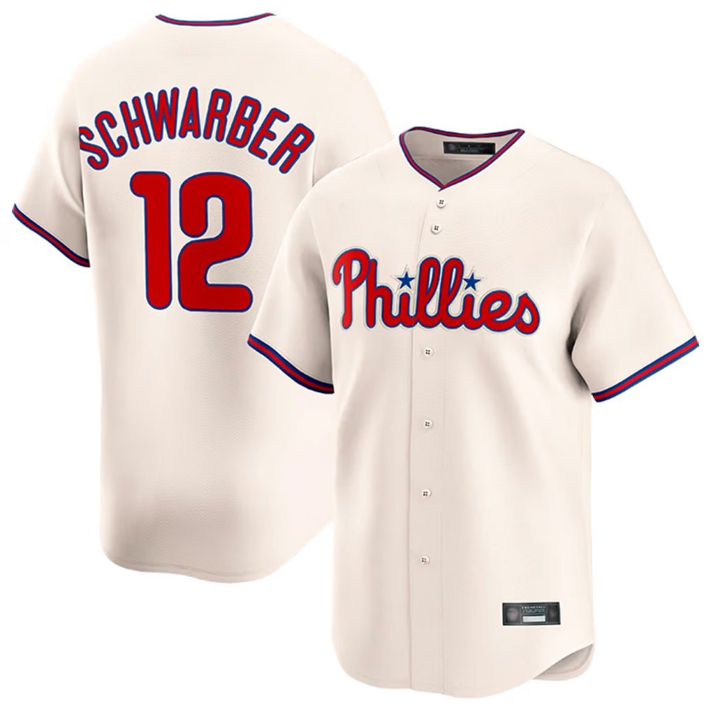 STECN P.Phillies #12 Kyle Schwarber Player Cream Home Limited Stitched Jerseys